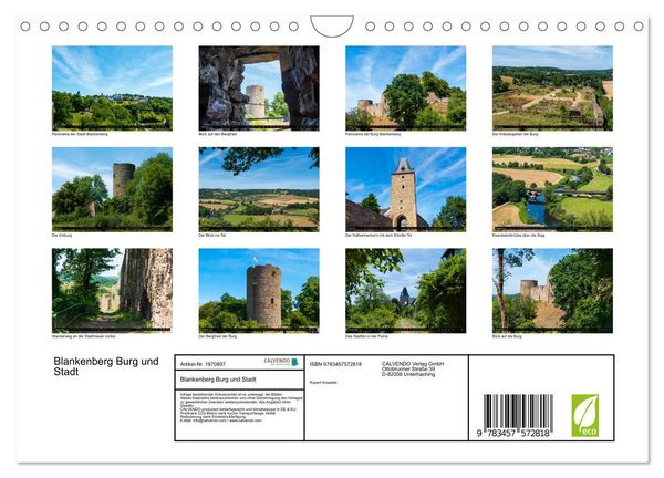 Produktbild: Blankenberg Burg und Stadt (Wandkalender 2026 DIN A4 quer), CALVENDO Monatskalender