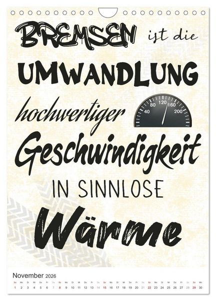 Produktbild: Coole Biker-Spr&uuml;che (Wandkalender 2026 DIN A4 hoch), CALVENDO Monatskalender