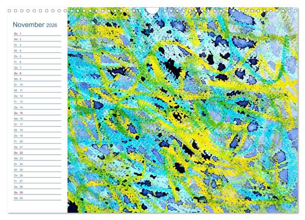 Produktbild: Jadegr&uuml;n und K&ouml;nigsblau - Zauberhafte Aquarellexperimente in Gr&uuml;n und Blau (Wandkalender 2026 DIN A3 quer), CALVENDO Monatskalender