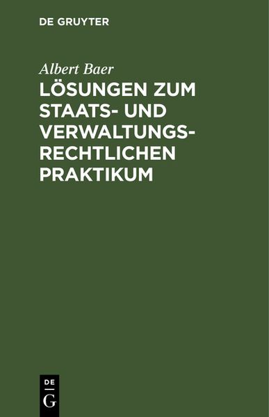 Produktbild: L&ouml;sungen zum staats- und verwaltungsrechtlichen Praktikum