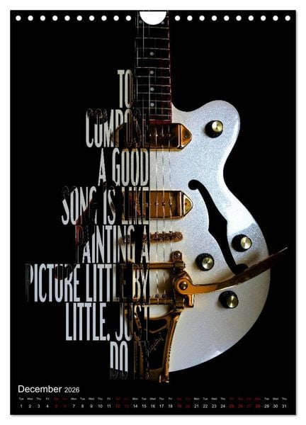Produktbild: Rock Guitar Beauties (Wall Calendar 2026 DIN A4 portrait), CALVENDO 12 Month Wall Calendar