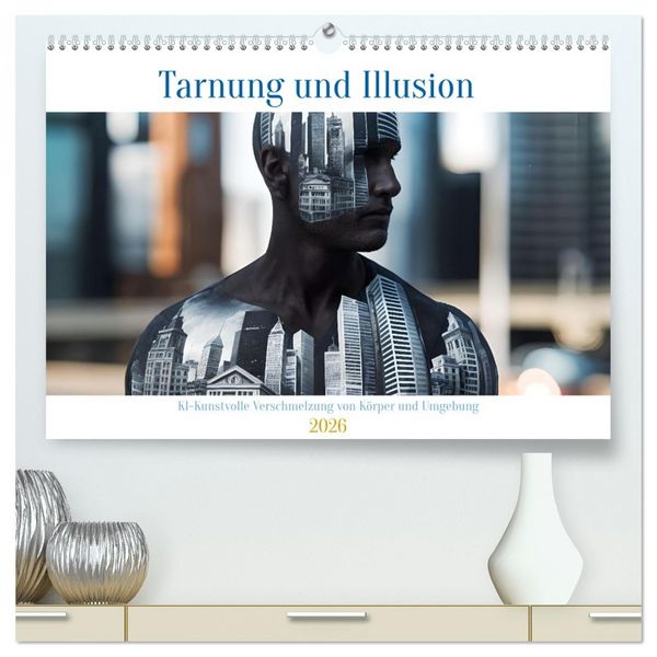 Tarnung und Illusion KI-Kunstvolle Verschmelzung von Körper und Umgebung (hochwertiger Premium Wandkalender 2026 DIN A2 quer), Kunstdruck in Hochglanz