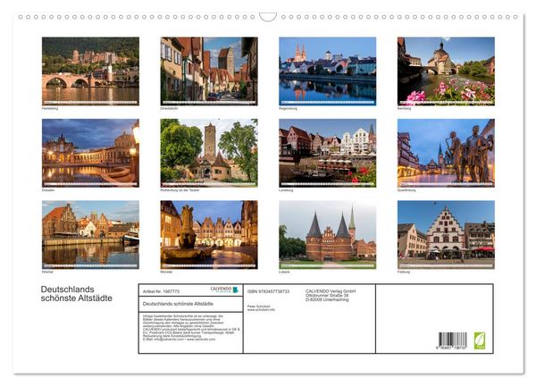 Produktbild: Deutschlands sch&ouml;nste Altst&auml;dte (Wandkalender 2026 DIN A2 quer), CALVENDO Monatskalender