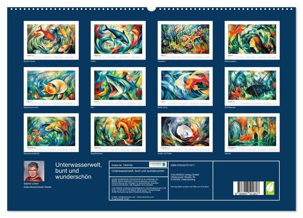 Produktbild: Unterwasserwelt, bunt und wundersch&ouml;n (hochwertiger Premium Wandkalender 2026 DIN A2 quer), Kunstdruck in Hochglanz