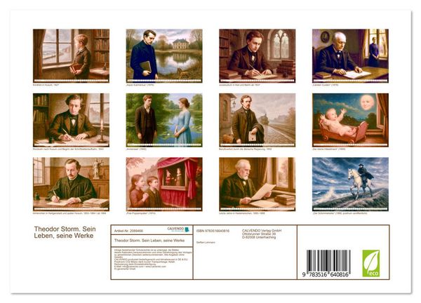 Produktbild: Theodor Storm. Sein Leben, seine Werke (Wandkalender 2026 DIN A4 quer), CALVENDO Monatskalender