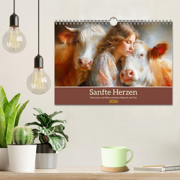 Produktbild: Sanfte Herzen. Vertrauen und N&auml;he zwischen Mensch und Tier (Wandkalender 2026 DIN A4 quer), CALVENDO Monatskalender