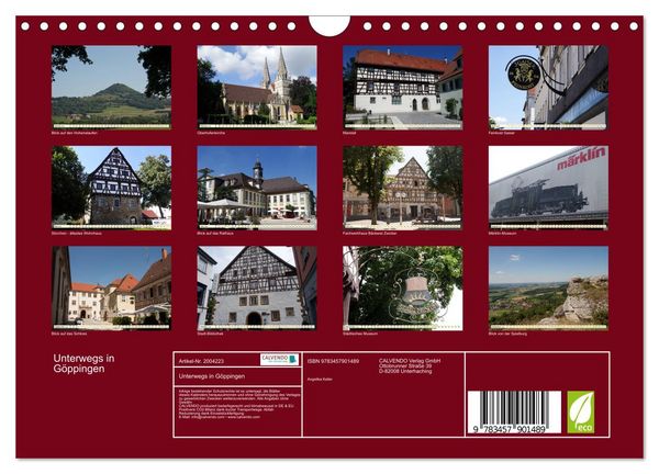 Produktbild: Unterwegs in G&ouml;ppingen (Wandkalender 2026 DIN A4 quer), CALVENDO Monatskalender