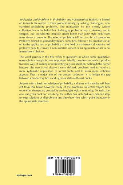 Produktbild: 40 Puzzles and Problems in Probability and Mathematical Statistics