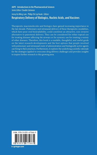 Produktbild: Respiratory Delivery of Biologics, Nucleic Acids, and Vaccines