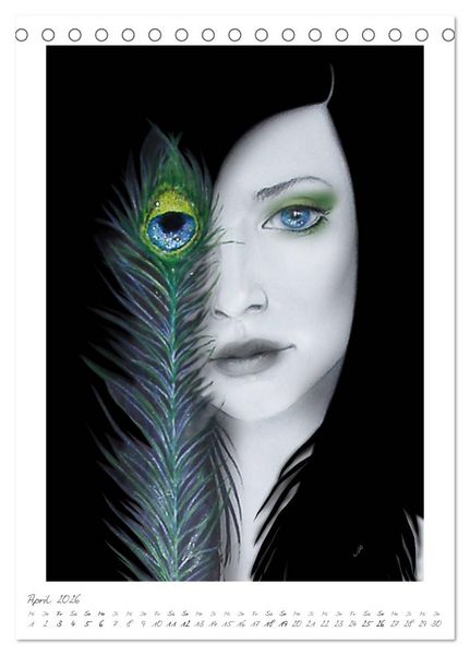 Produktbild: Colourful Women - Fantasy-Frauenportraits in Acryl und Mischtechnik (Tischkalender 2026 DIN A5 hoch), CALVENDO Monatskalender
