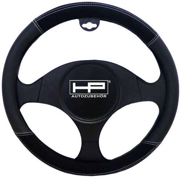 Produktbild: HP Autozubeh&ouml;r Lenkradbezug (&Oslash; x H) 39cm x 4cm Velours, Kunstleder Schwarz 37 - 39cm