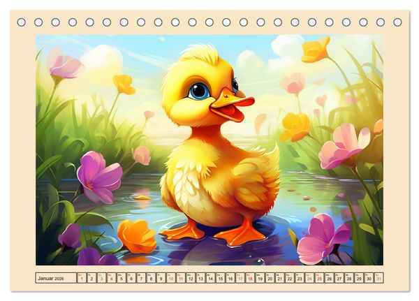 Produktbild: Lustige Enten. Niedlich und farbenfroh (Tischkalender 2026 DIN A5 quer), CALVENDO Monatskalender