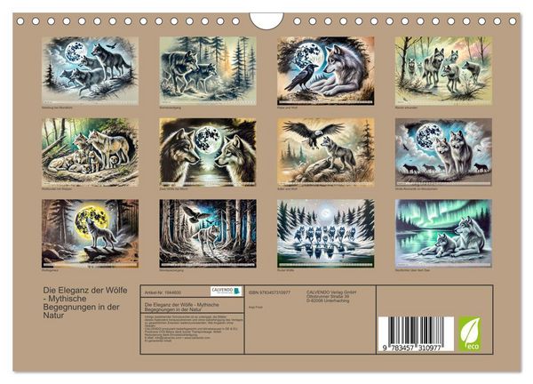 Produktbild: Die Eleganz der W&ouml;lfe - Mythische Begegnungen in der Natur (Wandkalender 2026 DIN A4 quer), CALVENDO Monatskalender