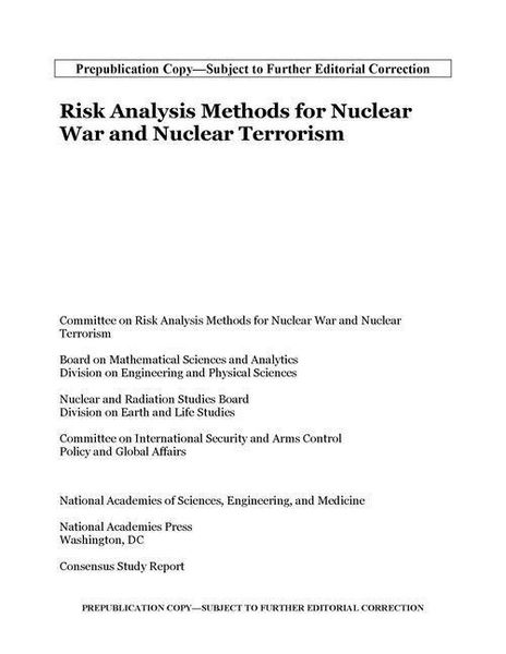 Produktbild: Risk Analysis Methods for Nuclear War and Nuclear Terrorism