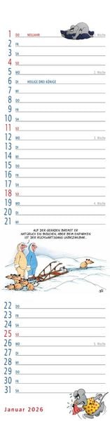 Produktbild: Uli Stein Streifenkalender 2026: Monatskalender für die Wand