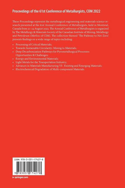 Produktbild: Proceedings of the 61st Conference of Metallurgists, COM 2022