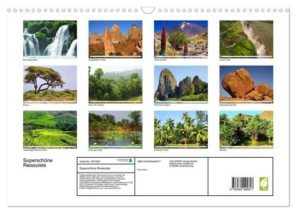 Produktbild: Supersch&ouml;ne Reiseziele (Wandkalender 2027 DIN A3 quer), CALVENDO Monatskalender