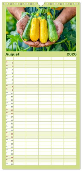 Produktbild: Familienplaner 2026 - Mein Gem&uuml;segarten - Ein Jahr knackig frisches Gem&uuml;se mit 5 Spalten (Wandkalender, 21 x 45 cm) CALVENDO