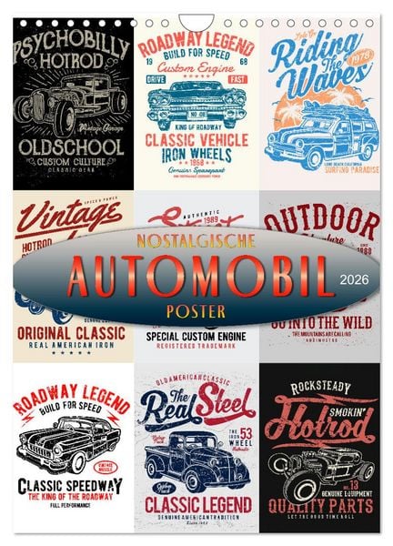 Produktbild: Automobile - nostalgische Poster (Wandkalender 2026 DIN A4 hoch), CALVENDO Monatskalender