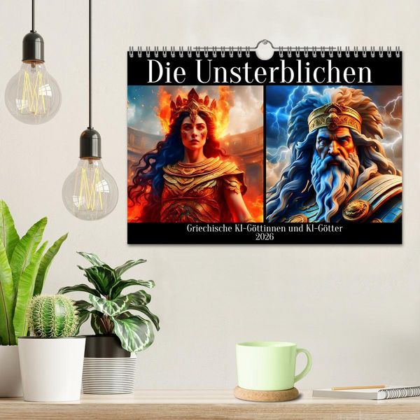 Produktbild: Die Unsterblichen - Griechische KI-G&ouml;ttinnen und KI-G&ouml;tter (Wandkalender 2026 DIN A4 quer), CALVENDO Monatskalender