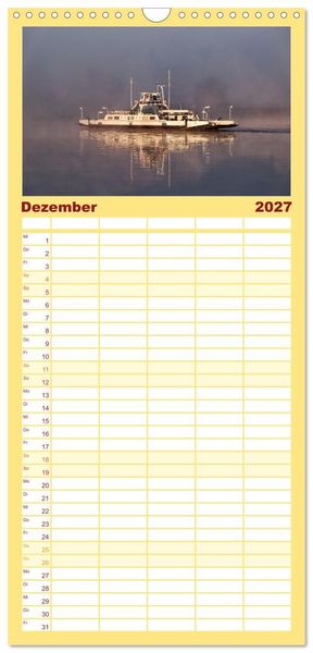 Produktbild: Familienplaner 2027 - Flusslandschaft Elbe mit 5 Spalten (Wandkalender, 21 x 45 cm) CALVENDO