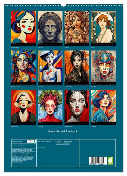 Produktbild: Gesichter mit Ausdruck (hochwertiger Premium Wandkalender 2026 DIN A2 hoch), Kunstdruck in Hochglanz