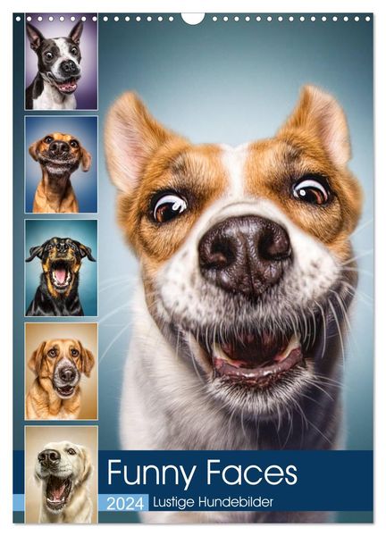 Funny Faces - Lustige Hundebilder (Wandkalender 2024 DIN A3 hoch), CALVENDO Monatskalender