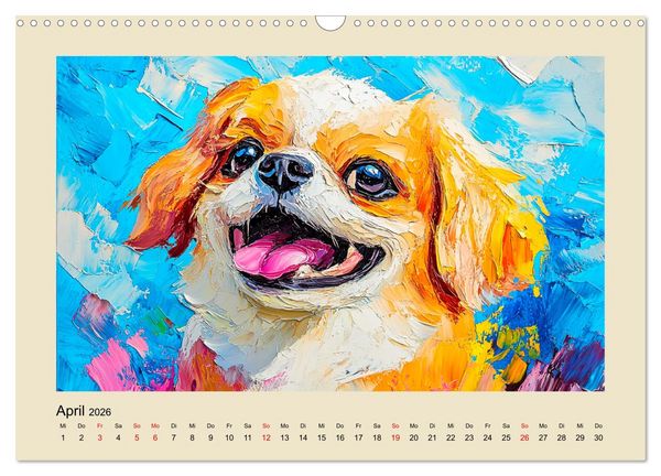 Produktbild: Hundegesichter im &Ouml;lgem&auml;lde-Stil. Liebliche Vierbeiner erfreuen das Herz! (Wandkalender 2026 DIN A3 quer), CALVENDO Monatskalender