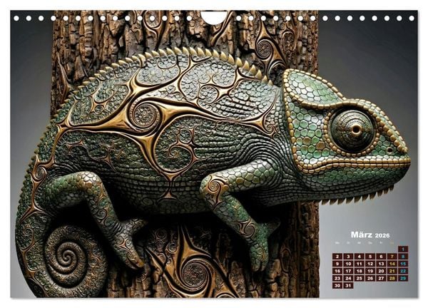 Produktbild: Cham&auml;leon Artwork (Wandkalender 2026 DIN A4 quer), CALVENDO Monatskalender