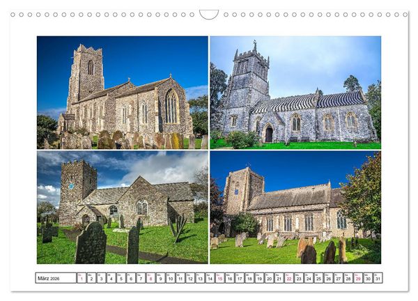 Produktbild: Trutzig und Wehrhaft - Englands Kirchen (Wandkalender 2026 DIN A3 quer), CALVENDO Monatskalender
