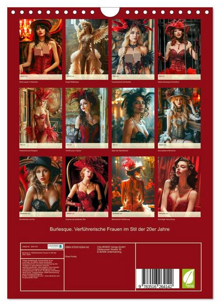 Produktbild: Burlesque. Verf&uuml;hrerische Frauen im Stil der 20er Jahre (Wandkalender 2026 DIN A4 hoch), CALVENDO Monatskalender