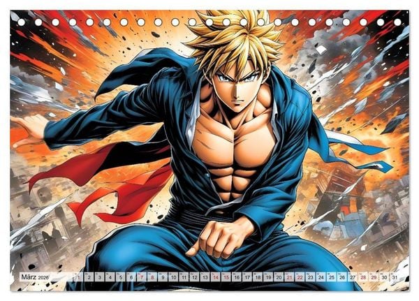 Produktbild: Manga Action Heroes (Tischkalender 2026 DIN A5 quer), CALVENDO Monatskalender
