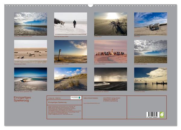 Produktbild: Einzigartiges Spiekeroog (Wandkalender 2026 DIN A2 quer), CALVENDO Monatskalender