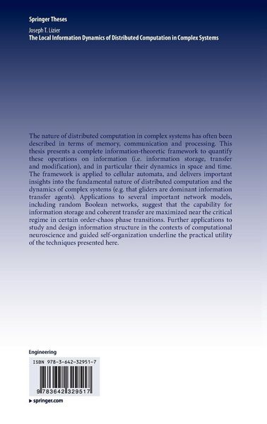 Produktbild: The Local Information Dynamics of Distributed Computation in Complex Systems