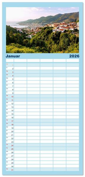 Produktbild: Familienplaner 2026 - Samos. Griechische Inselsch&ouml;nheit mit 5 Spalten (Wandkalender, 21 x 45 cm) CALVENDO