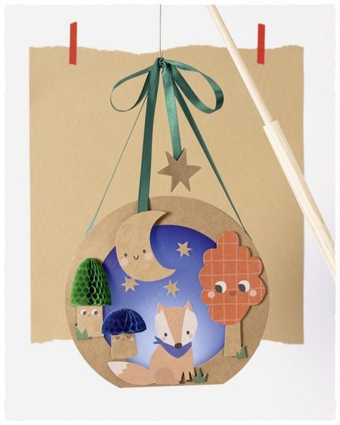 Produktbild: FOLIA Bastelartikel DIY Laterne Woodland, inkl. 1 LED-Licht und Batterien