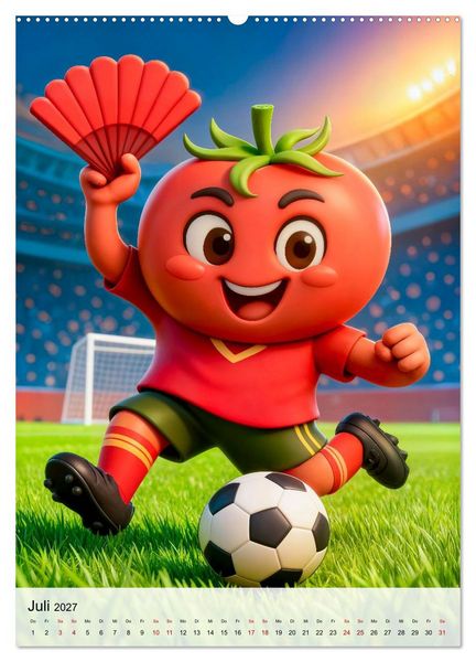 Produktbild: Food‑Fu&szlig;baller - Lustiger kulinarischer Fu&szlig;ballspa&szlig; (Wandkalender 2027 DIN A2 hoch), CALVENDO Monatskalender
