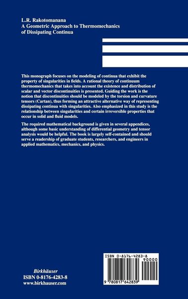 Produktbild: A Geometric Approach to Thermomechanics of Dissipating Continua