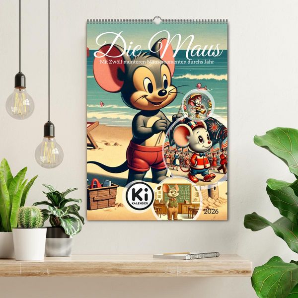Produktbild: Die Maus - Mit Zw&ouml;lf munteren M&auml;usemomenten durchs Jahr (Wandkalender 2026 DIN A2 hoch), CALVENDO Monatskalender