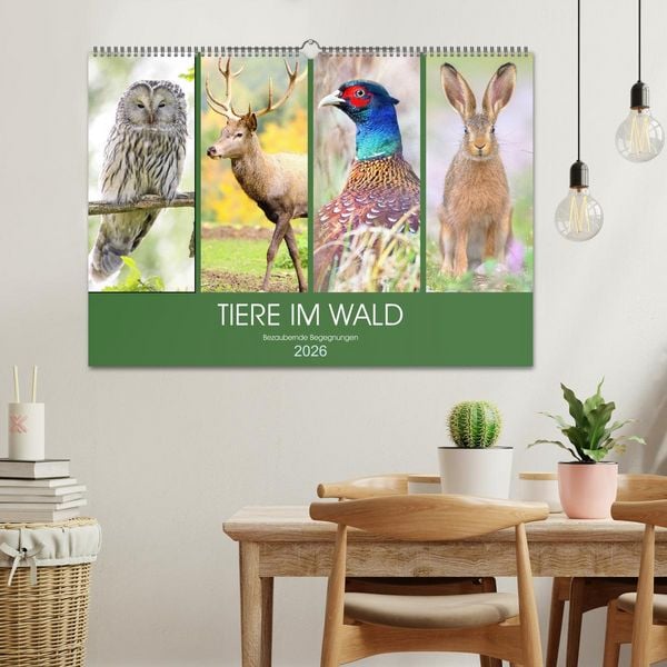 Produktbild: Tiere im Wald. Bezaubernde Begegnungen (Wandkalender 2026 DIN A2 quer), CALVENDO Monatskalender