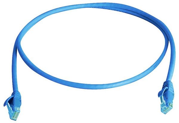 Produktbild: Teleg&auml;rtner 100008202 RJ45 Patchkabel CAT 5e 1.0 m Blau Flammwidrig, mit Knickschutzt&uuml;lle 1 St.