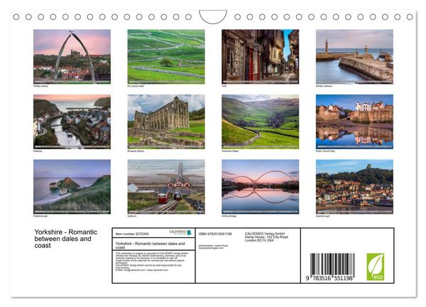 Produktbild: Yorkshire - Romantic between dales and coast (Wall Calendar 2026 DIN A4 landscape), CALVENDO 12 Month Wall Calendar