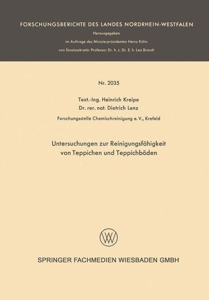 Produktbild: Untersuchungen zur Reinigungsf&auml;higkeit von Teppichen und Teppichb&ouml;den