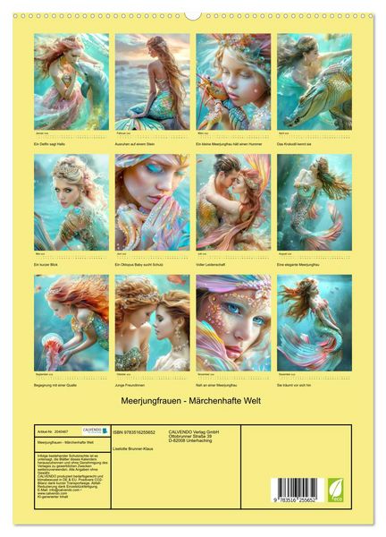 Produktbild: Meerjungfrauen - M&auml;rchenhafte Welt (hochwertiger Premium Wandkalender 2026 DIN A2 hoch), Kunstdruck in Hochglanz
