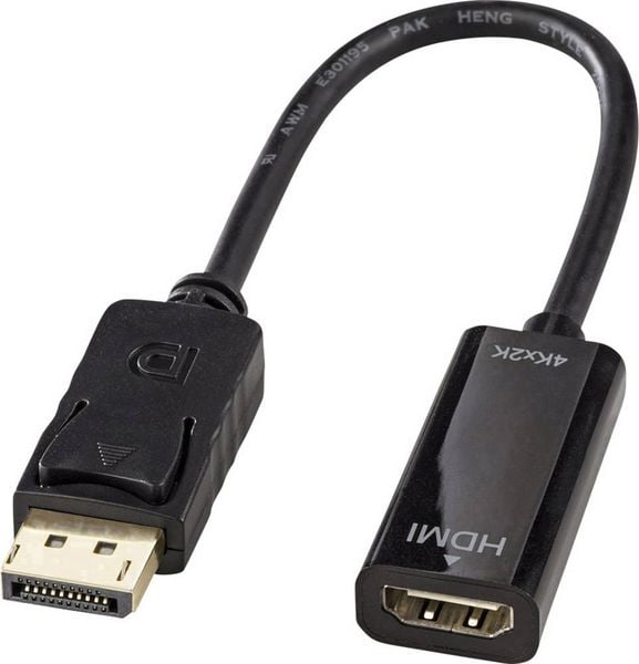 Produktbild: LINDY 41718 Adapterkabel [1x DisplayPort Stecker - 1x HDMI-Buchse] Schwarz 20.00 cm
