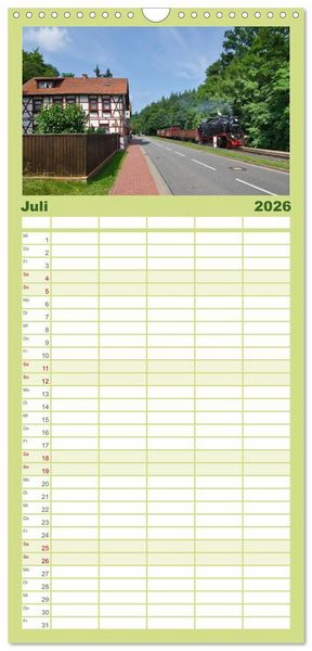 Produktbild: Familienplaner 2026 - Schmalspurbahnen in Sachsen Anhalt mit 5 Spalten (Wandkalender, 21 x 45 cm) CALVENDO