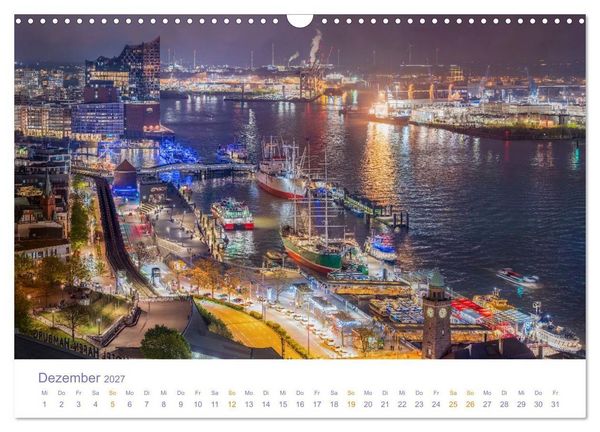 Produktbild: Hamburgs Hafenlichter (Wandkalender 2027 DIN A3 quer), CALVENDO Monatskalender