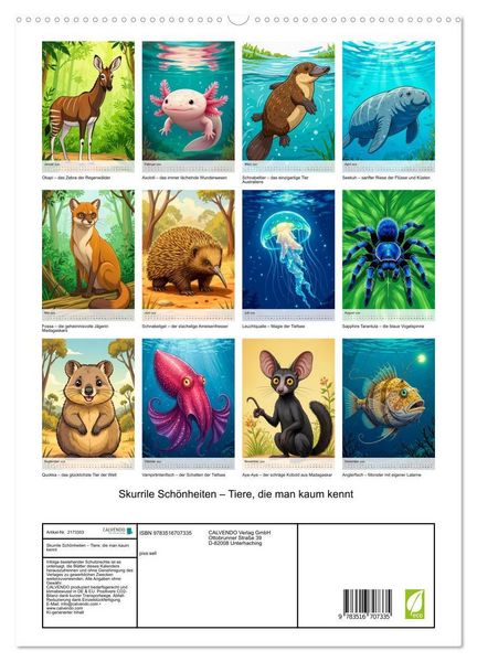 Produktbild: Skurrile Sch&ouml;nheiten &ndash; Tiere, die man kaum kennt (hochwertiger Premium Wandkalender 2026 DIN A2 hoch), Kunstdruck in Hochglanz