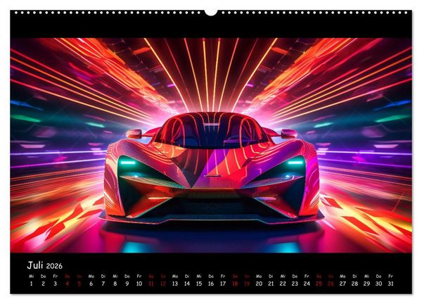 Produktbild: Futuristische Neon Cars (Wandkalender 2026 DIN A2 quer), CALVENDO Monatskalender