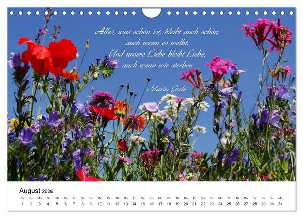 Produktbild: Zeit f&uuml;r Trauer - begleitet mit Zitaten (Wandkalender 2026 DIN A4 quer), CALVENDO Monatskalender